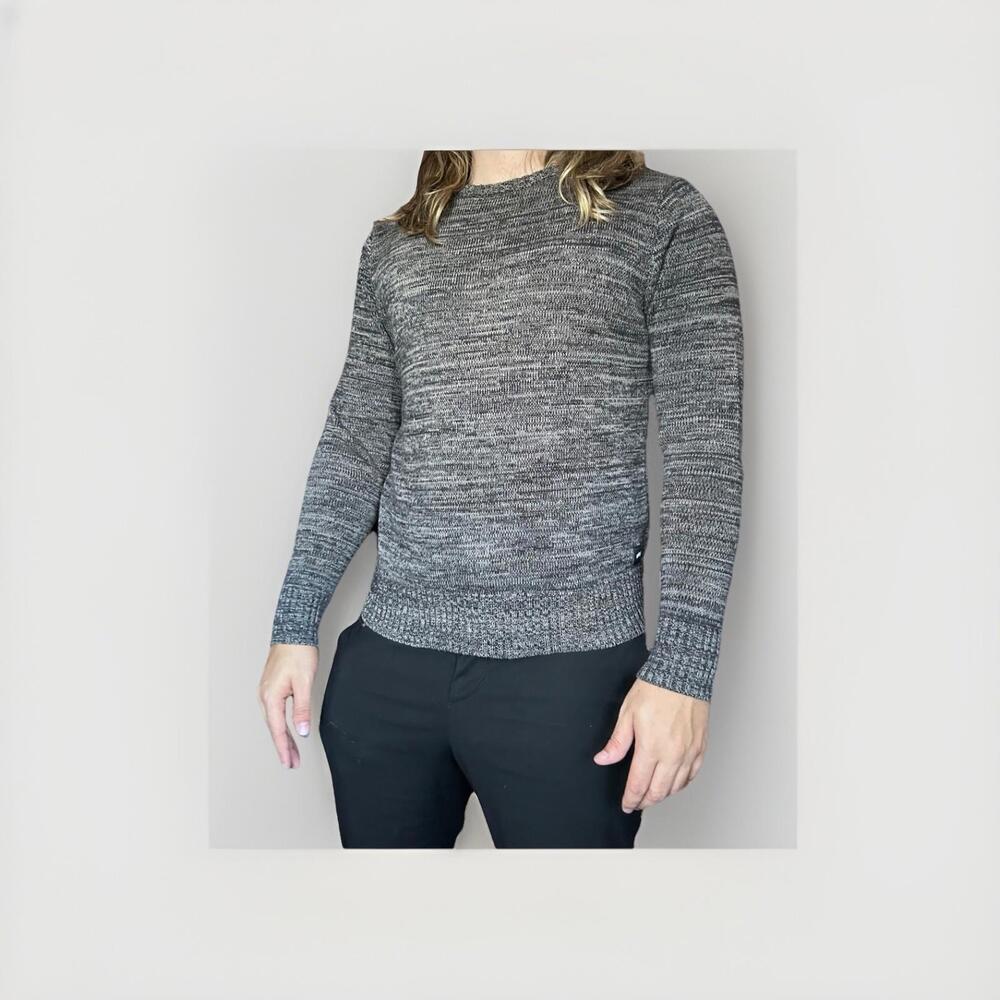 Banks Journal Grey Marbled S- Crew Neck With Elbow Patches